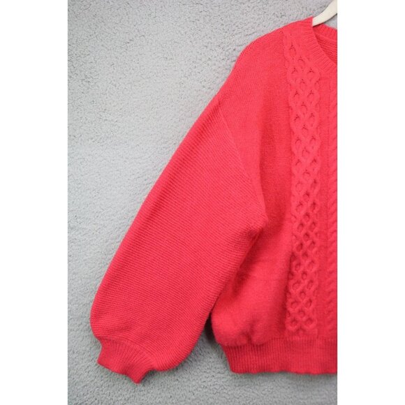 Umgee USA Pink Cable Knit Long Puff Sleeves Sweater-Size Medium-Soft-Oversized - Picture 3 of 9